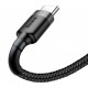 Кабель Baseus Cafule USB Tуpe-A - USB Type-C черно-серый, 1 м, крупный план