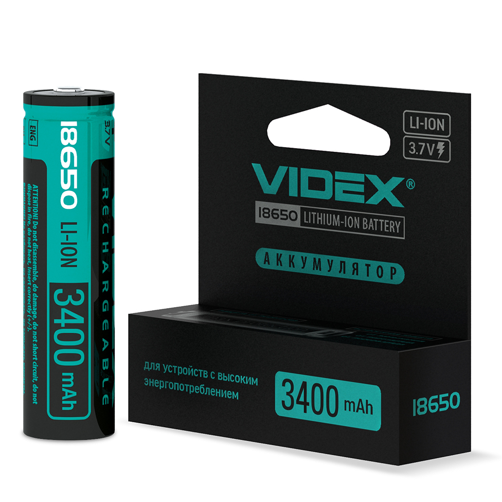 Аккумулятор Videx 18650 Li-Ion 3400 мАч, главный вид