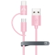 Универсальный кабель microUSB + USB Type-C Snowkids 1.2м (розовый)