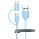Універсальний кабель microUSB + USB Type-C Snowkids 1.2м (блакитний)