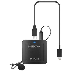Двойной петличный микрофон Boya BY-DM20 со съемными кабелями USB-C, USB-A, Lightning