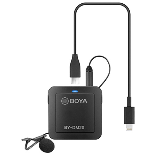 Двойной петличный микрофон Boya BY-DM20 со съемными кабелями USB-C, USB-A, Lightning, главный вид