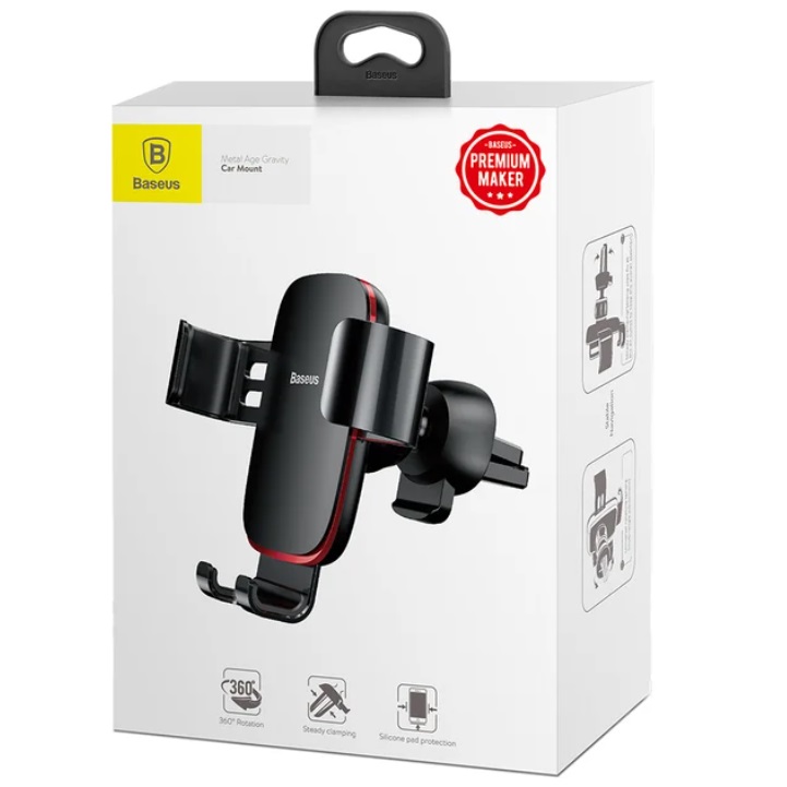 Baseus Metal Age Gravity Air (SUYL-D01, SUYL-D0G, SUYL-D0S) Car Holder, black packaged