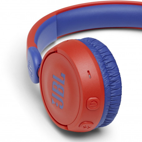 JBL JR310BT Kids Wireless On-Ear Headphones, Red close-up