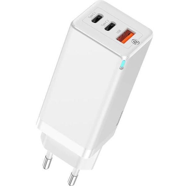 Зарядний пристрій Baseus 65W GAN2 2C+U (CCGAN2P-B02) білий