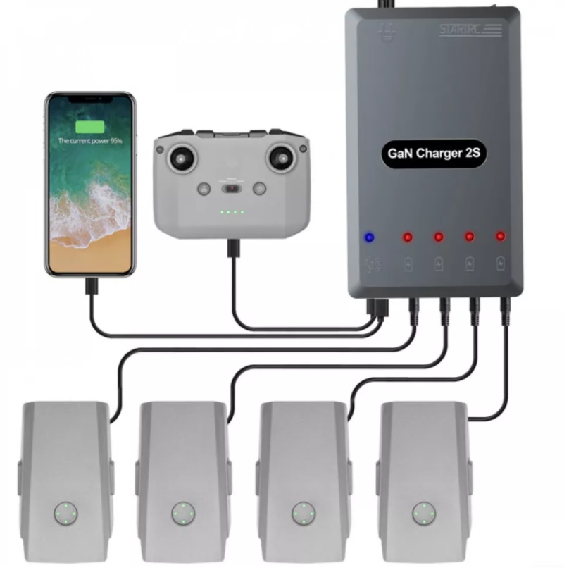 Зарядна станція StartRC 6-в-1 GaN intelligent charger 120W для DJI Mavic Air 2/2S