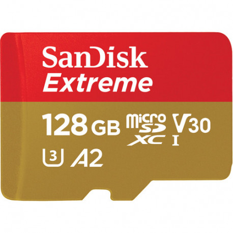 SanDisk Extreme A2  microSDXC memory card 128GB UHS-I V30 C10 U3 R190/W90MB (w/o adapter)
