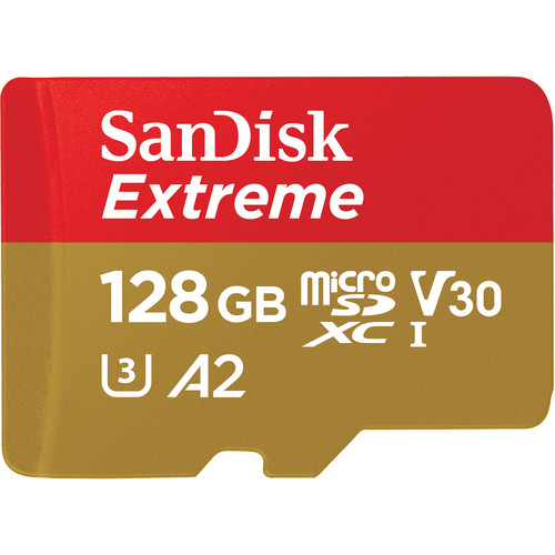 Карта памяти SanDisk Extreme A2  microSDXC 128GB UHS-I V30 C10 U3 R190/W90MB (без адаптера)