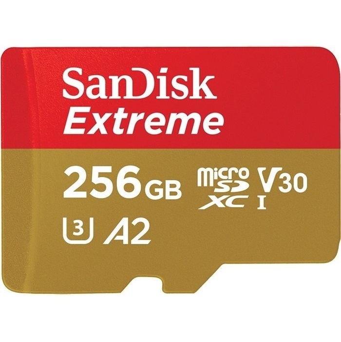 SanDisk Extreme A2 microSD memory card 256GB C10 UHS-I U3 R190/W130MB/s Extreme V30