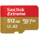 SanDisk Extreme A2 microSD memory card 512GB C10 UHS-I U3 R190/W130MB/s Extreme V30