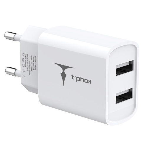 Сетевое зарядное устройство T-phox TC-224, 2хUSB Type-A, главный вид