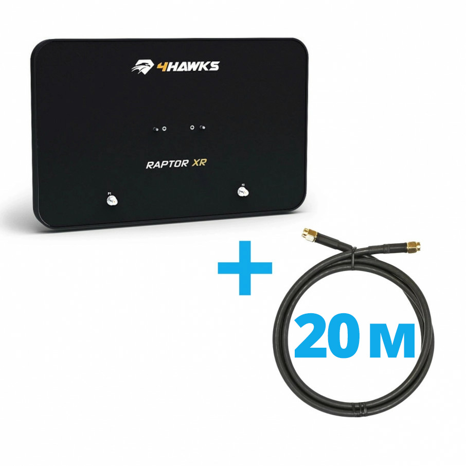 4Hawks Raptor XR (2.4 & 5.8 GHz) Signal Amplifier for DJI Mavic 3 with 20m cables