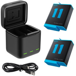 TELESIN kit - 2 batteries for GoPro HERO11, HERO10 and HERO9 Black + charging box