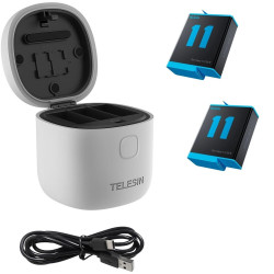 TELESIN set - 2 batteries for GoPro HERO11, HERO10 and HERO9 Black + charging box with card reader