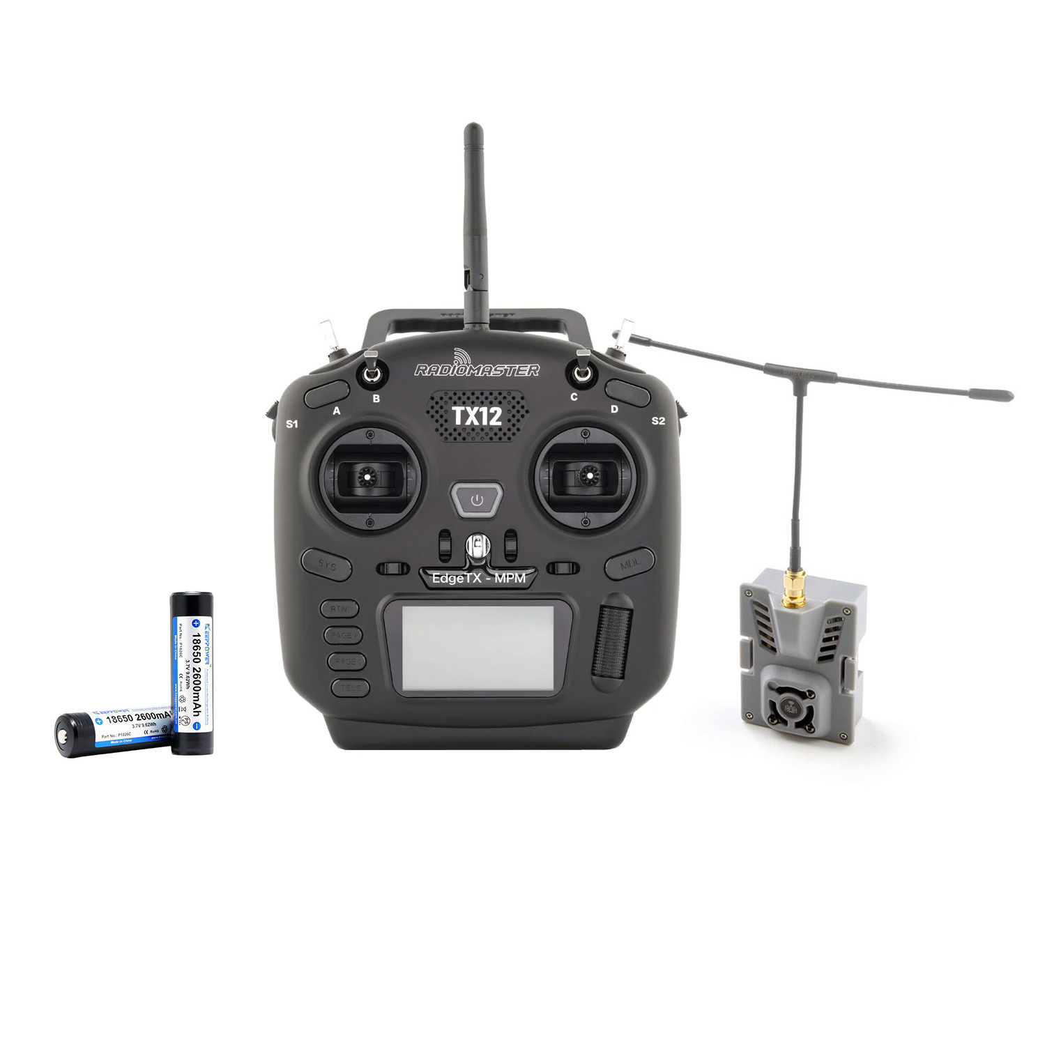 Пульт керування Radiomaster TX12 Mark II CC2500 + 2x акумулятора 18650 + ELRS передавач (915MHz)