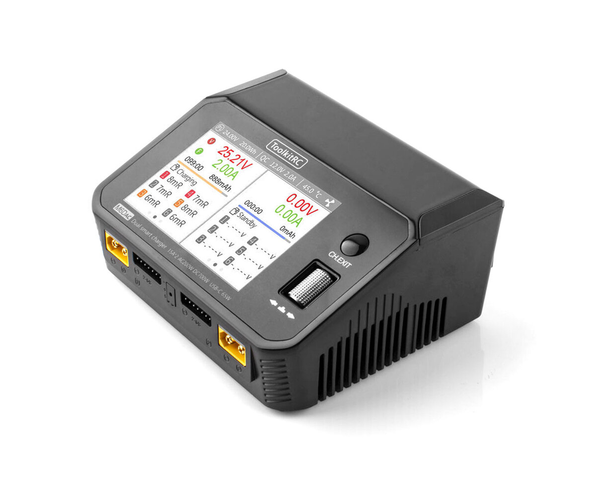 Dual charger ToolkitRC M6DAC 700W 15A 1-6S with integrated power supply