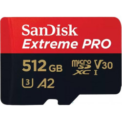 SanDisk Extreme A2 microSD memory card 512GB C10 UHS-I U3 R200/W140MB/s Extreme Pro V30 + SD