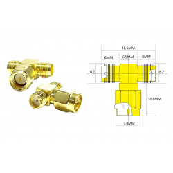 Tee for FPV and radio equipment (SMA F - SMA M - SMA F)