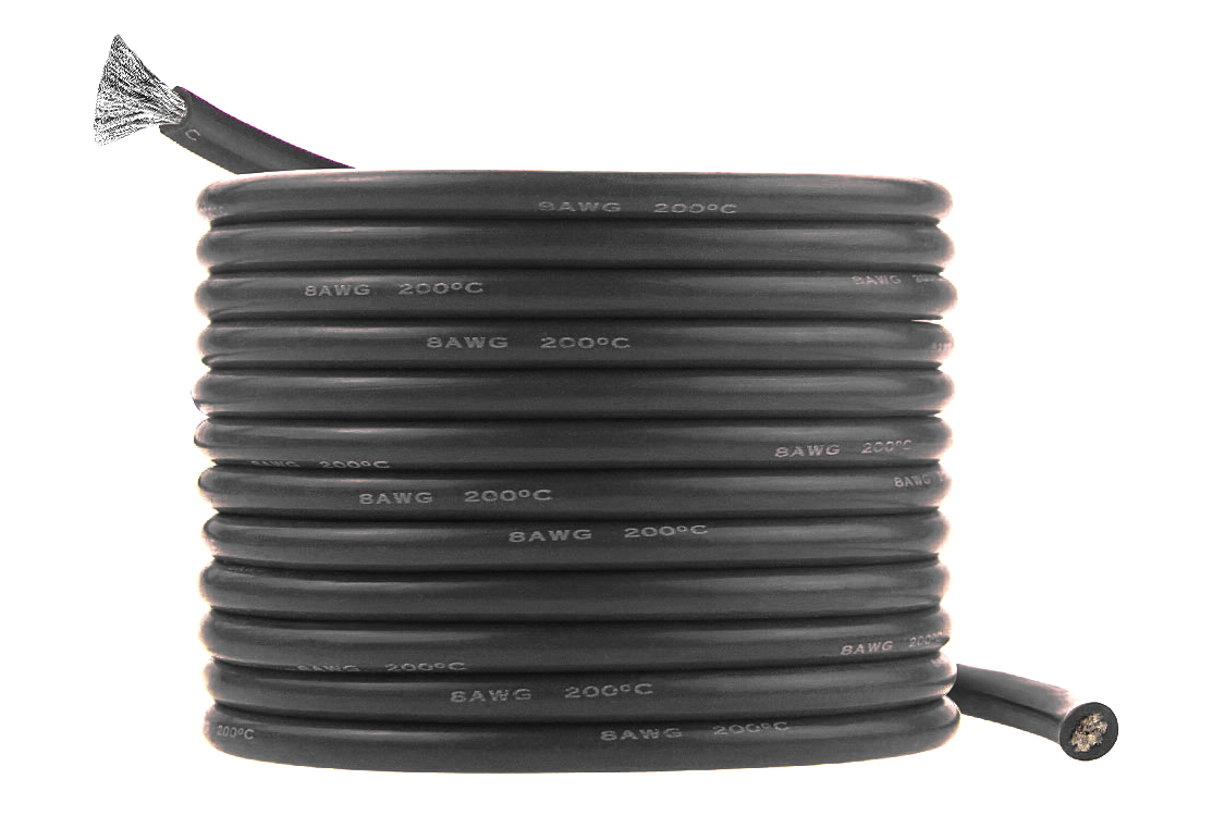 Silicone wire QJ 8 AWG (black), 1 meter