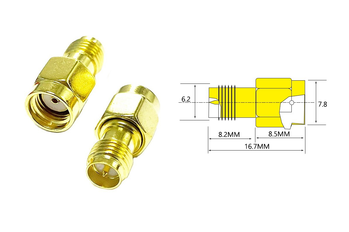 50 pcs - Adapters for FPV and radio equipment (RP-SMA M - RP-SMA F straight)