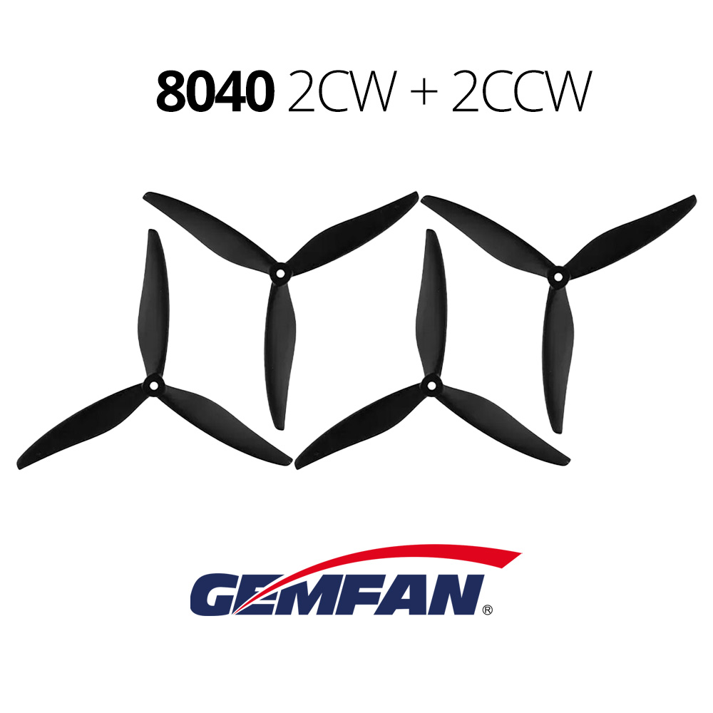 Пропелери GemFan 8040-3 нейлон армований 4шт 2CW+2CCW