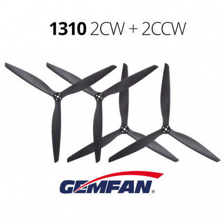 Пропелери GemFan 1310-3 нейлон армований карбоном 4шт 2CW+2CCW