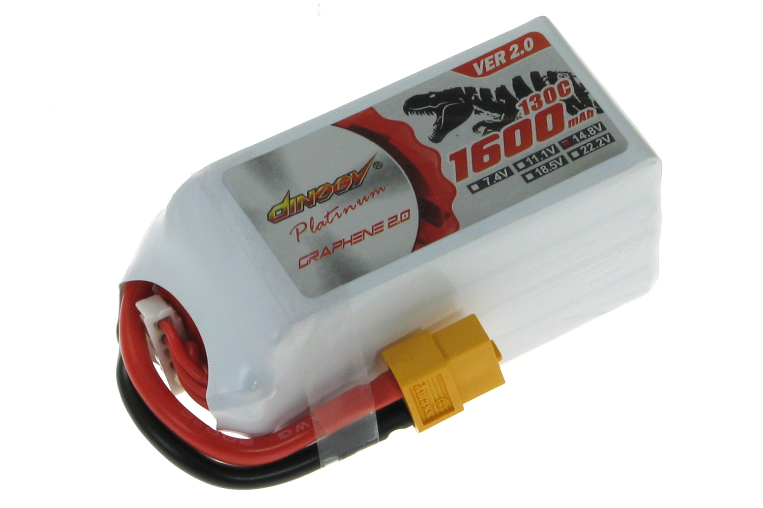 Dinogy PLATINUM G2.0 Li-Pol 1600mAh 14.8V 75x34x40mm XT60 130C quadcopter battery