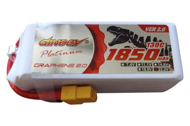 Dinogy PLATINUM G2.0 Li-Pol 1850mAh 22.2V 90.5x34x34.5mm XT60 130C quadcopter battery