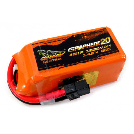 Dinogy ULTRA G2.0 Li-Pol Quadcopter Battery 1300mAh 14.8V 70x34x33mm XT60 80C