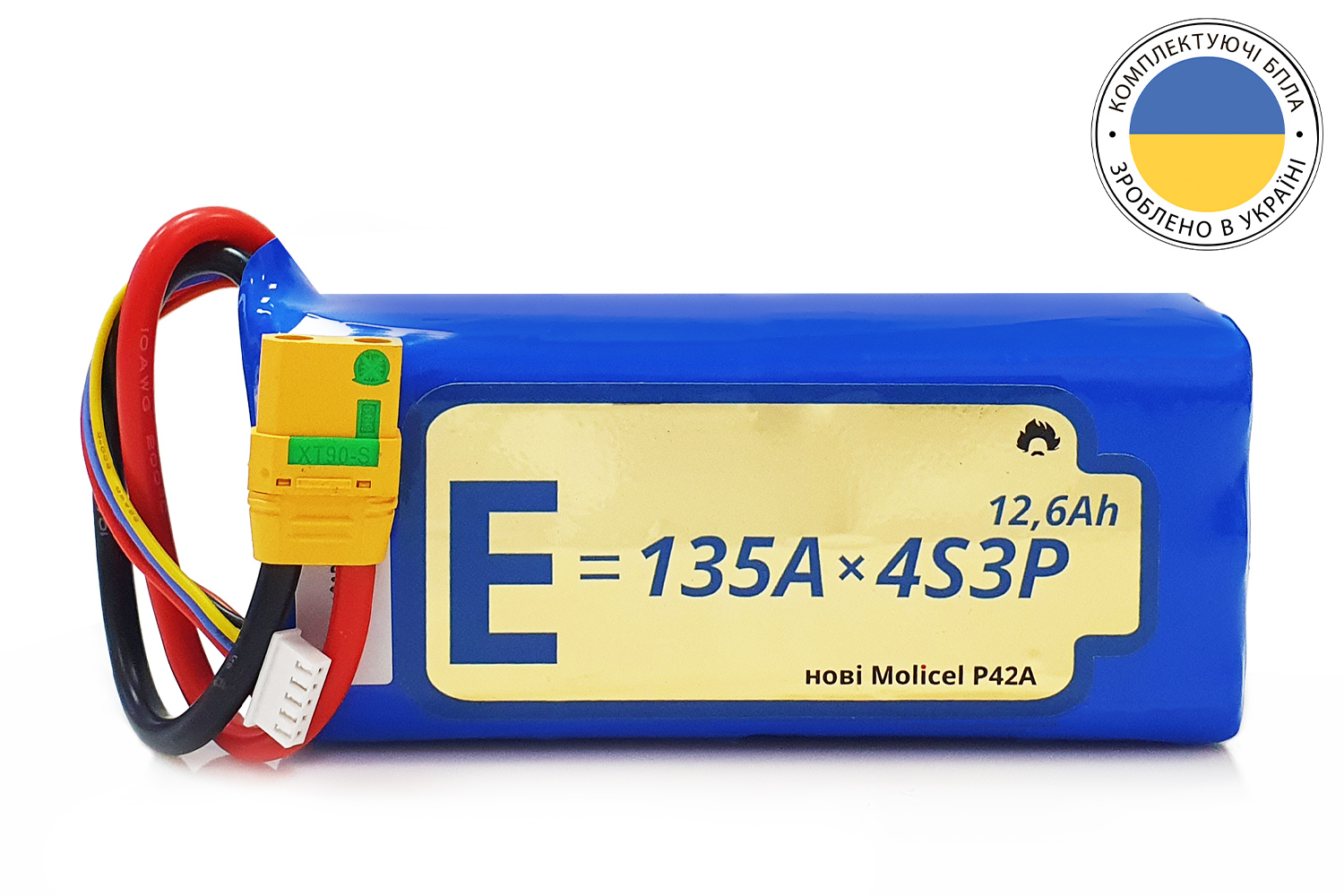Акумуляторна батарея для дрона 4S3P Energy Life 12600мАч Moliсel 21700-P42A Li-Ion 10AWG XT90S-F