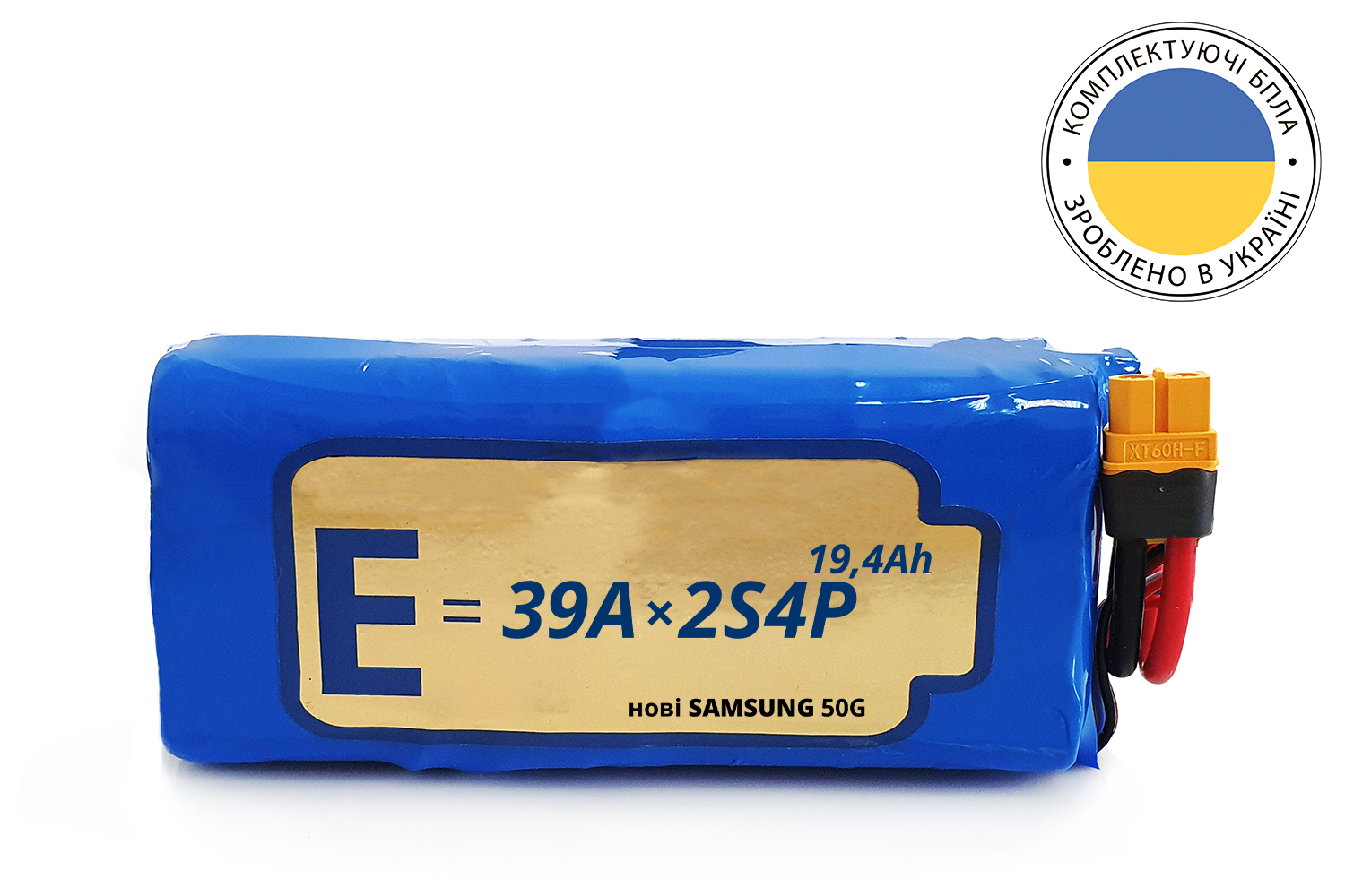 Battery 2S4P Energy Life 19400mAh Samsung SDI 21700-50G Li-Ion 12AWG XT60-F