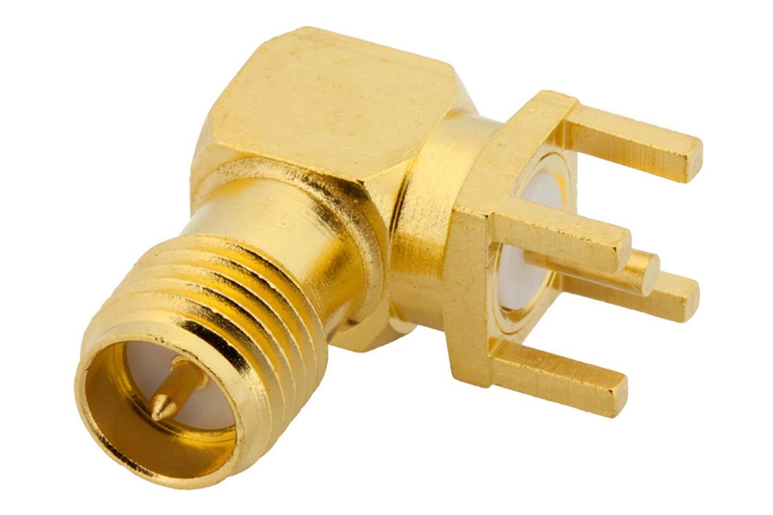 Connector for FPV and radio equipment (RP-SMA F angled 90° to the board)