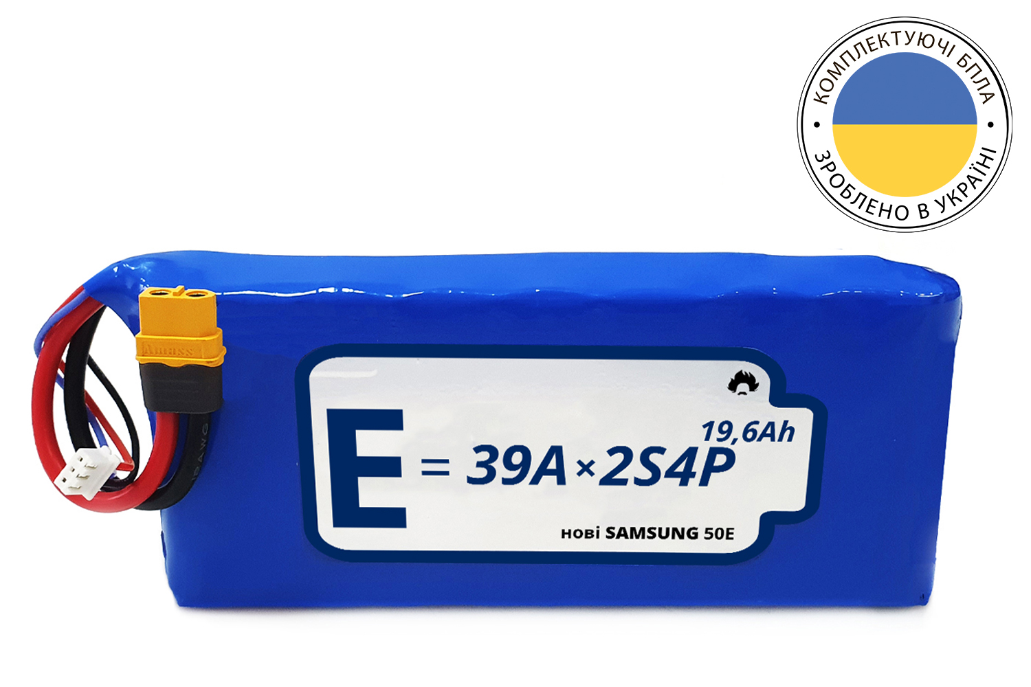 Battery pack 2S4P Energy Life 19600 mAh 21700-50E Li-Ion 12AWG XT60-F (001)