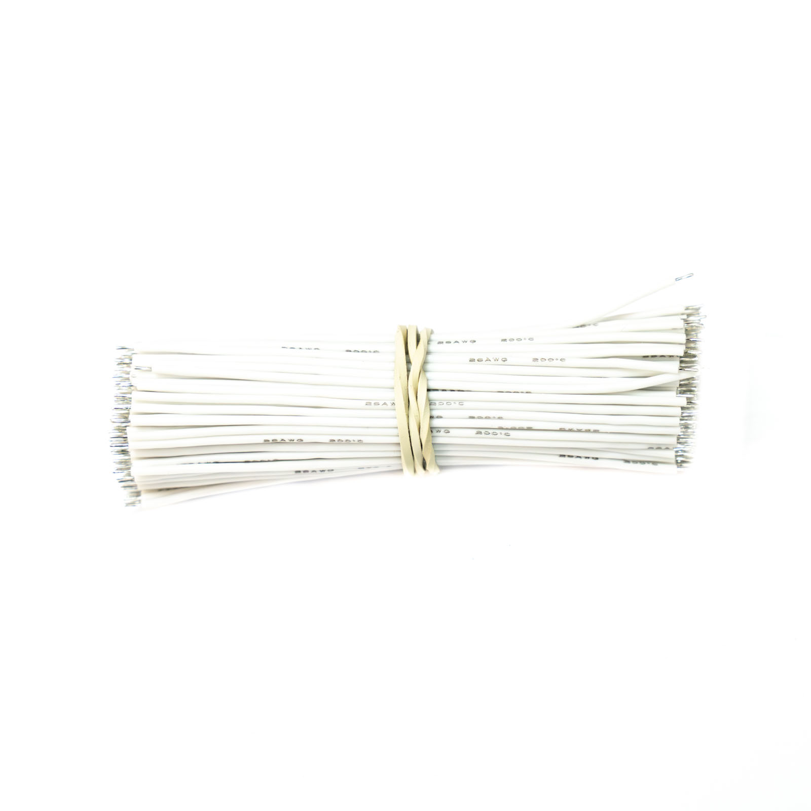 200шт - провода силиконовые луженые 100 мм HEXIE 26 AWG (белые)