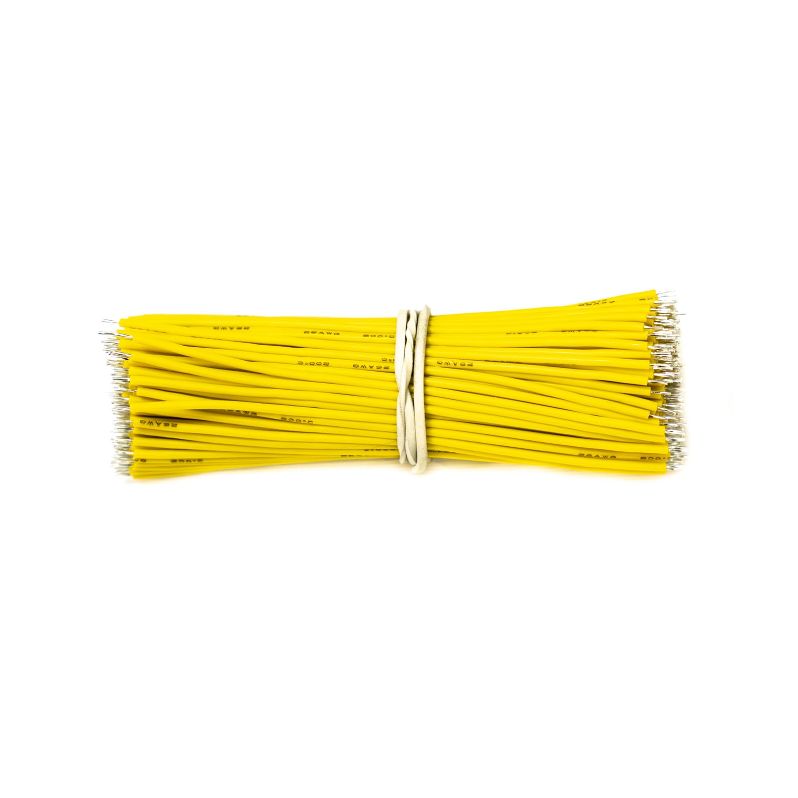 200шт - провода силиконовые луженые 100 мм HEXIE 26 AWG (желтые)
