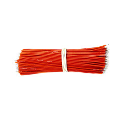 200шт - провода силиконовые луженые 100 мм HEXIE 26 AWG (красные)