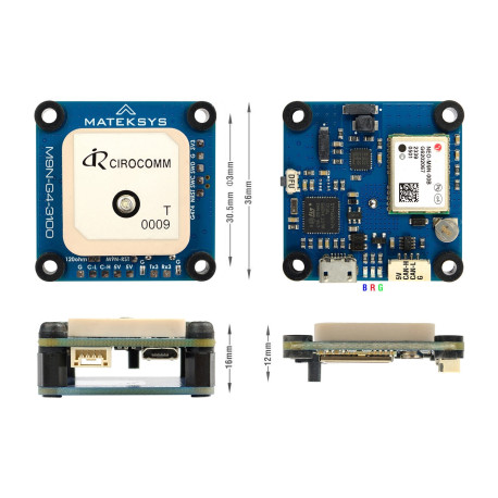 Приёмник GPS Matek M9N-G4-3100 с компасом и СAN-хабом