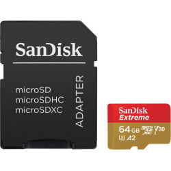 Memory card SanDisk microSD 64GB C10 UHS-I U3 R170/W80MB/s Extreme V30 + SD
