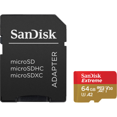Memory card SanDisk microSD 64GB C10 UHS-I U3 R170/W80MB/s Extreme V30 + SD