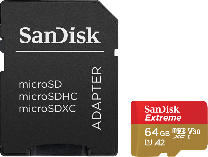 Memory card SanDisk microSD 64GB C10 UHS-I U3 R170/W80MB/s Extreme V30 + SD