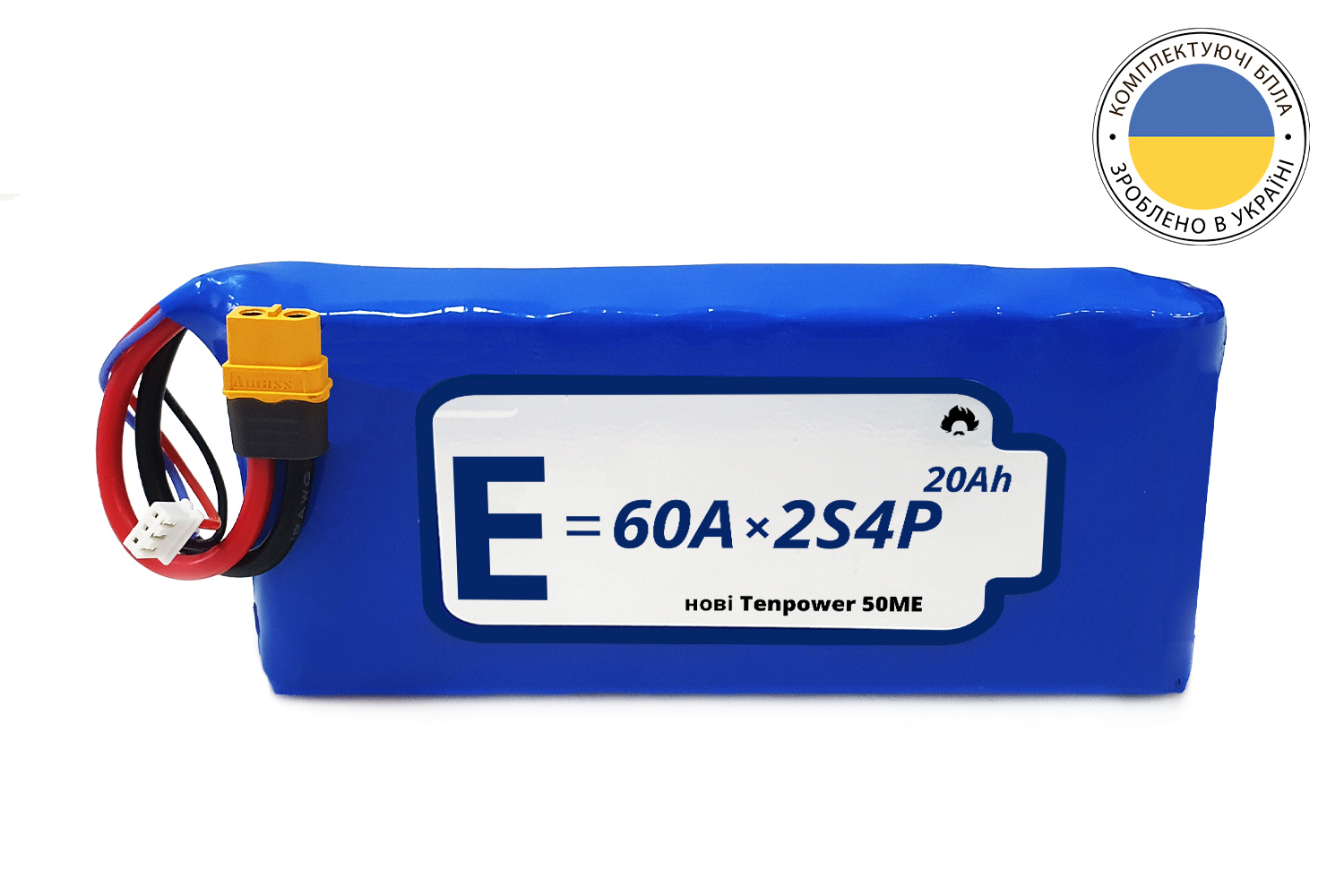 Аккумуляторная батарея 2S4P Energy Life 19400 мАч Tenpower 21700-50ME Li-Ion 12AWG XT60-F (001)