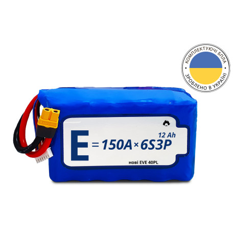 Аккумуляторная батарея 6S3P Energy Life 12000 мАч EVE 21700-40P Li-Ion 10AWG XT60-F (001)