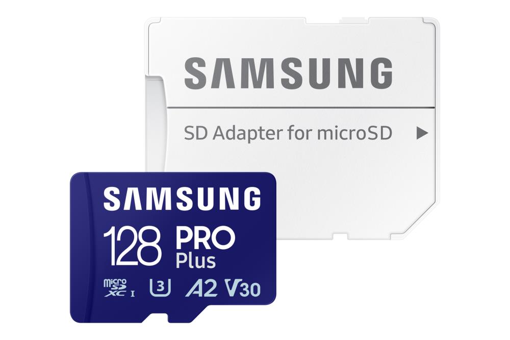 Samsung PRO Plus A2 MicroSDXC 128GB UHS-I V30 U3 R180/W130MB/s + SD adapter