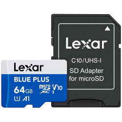 Карта пам’яті Lexar BLUE PLUS A1 MicroSDXC 64GB UHS-I V10 U1 R100MB/s + SD