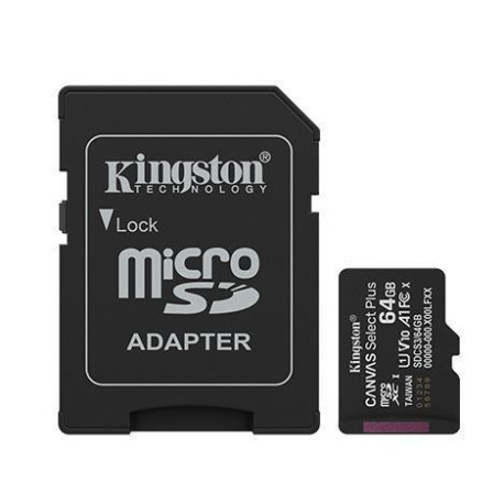 Memory card Kingston Canvas Select Plus Gen3 A1 MicroSDXC 64GB UHS-I V10 U1 R100MB/s + SD