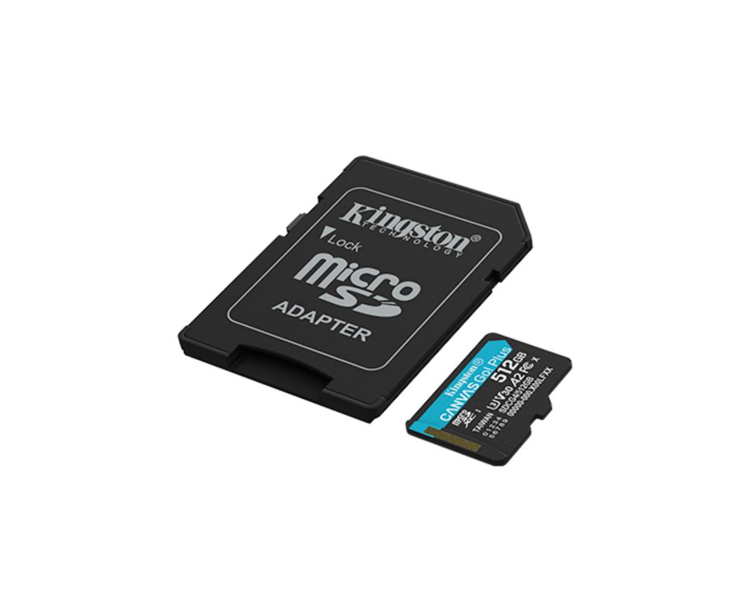 Kingston Canvas Go! Plus A2 MicroSDXC 512GB UHS-I V30 U3 R200MB/s Memory Card + SD
