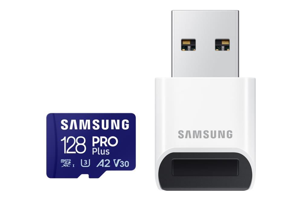 Карта пам’яті Samsung PRO Plus A2 MicroSDXC 128GB UHS-I V30 U3 R180/W130MB/s + USB кардрідер