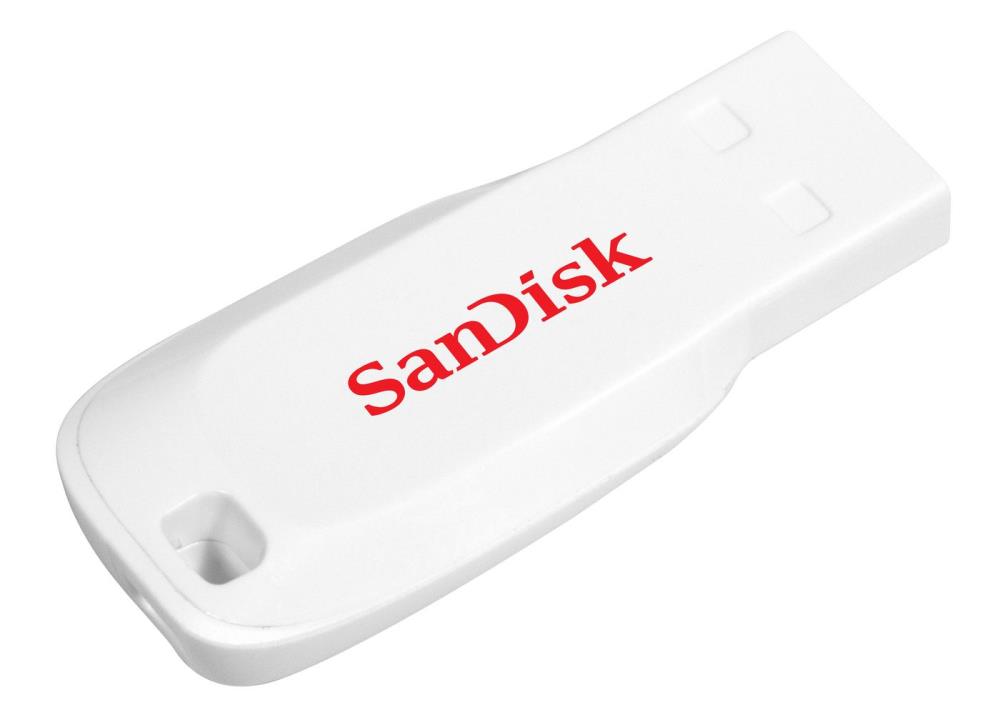USB-A SanDisk Cruzer Blade 16GB USB 2.0 Flash Drive (White)