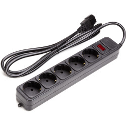 Network filter with cable for UPS PowerPlant 2m, 3x1.5mm2, 10A, 5 sockets, black