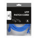 Patch cord Cablexpert UTP, category 6, molded, 50u" plug with latch, 5m, blue